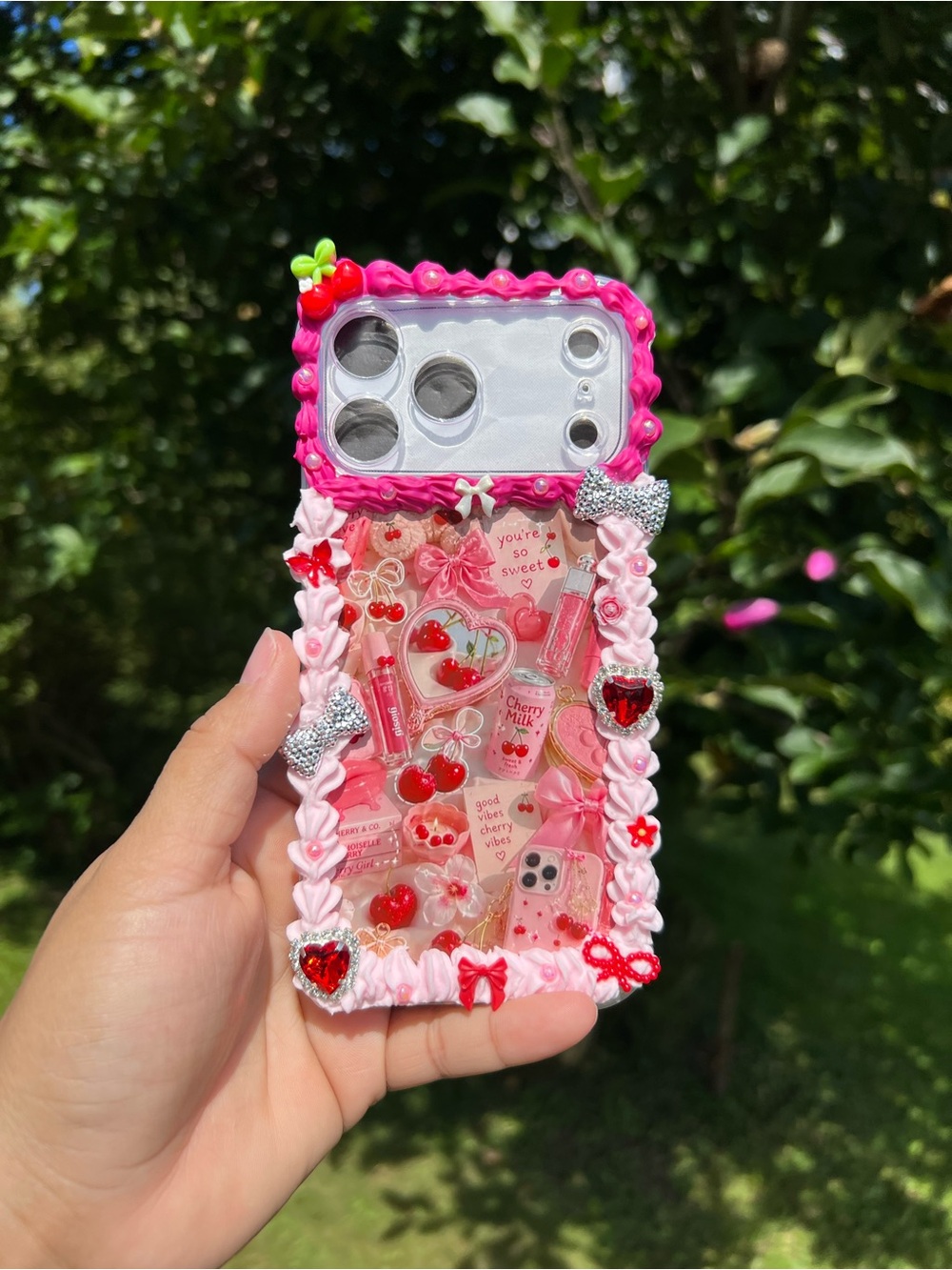 Pink Decorative Sweet Cherry Phone Case - Unbranded